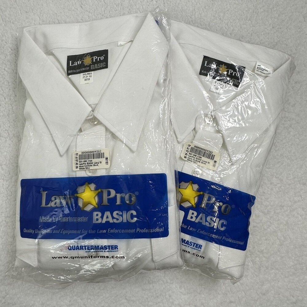 Law Pro Quartermaster Long Sleeve Button Shirt Size 5XL 32/33 White 2 Pack NWT